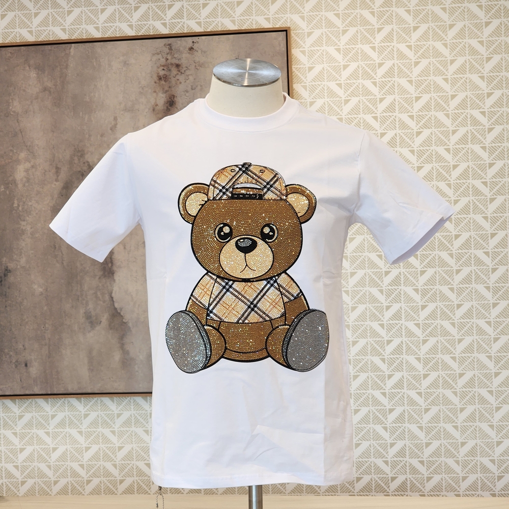 Verselli The Rhinestone Teddy Bear Men's White T-Shirt Various Sizes - Picture 3 of 11